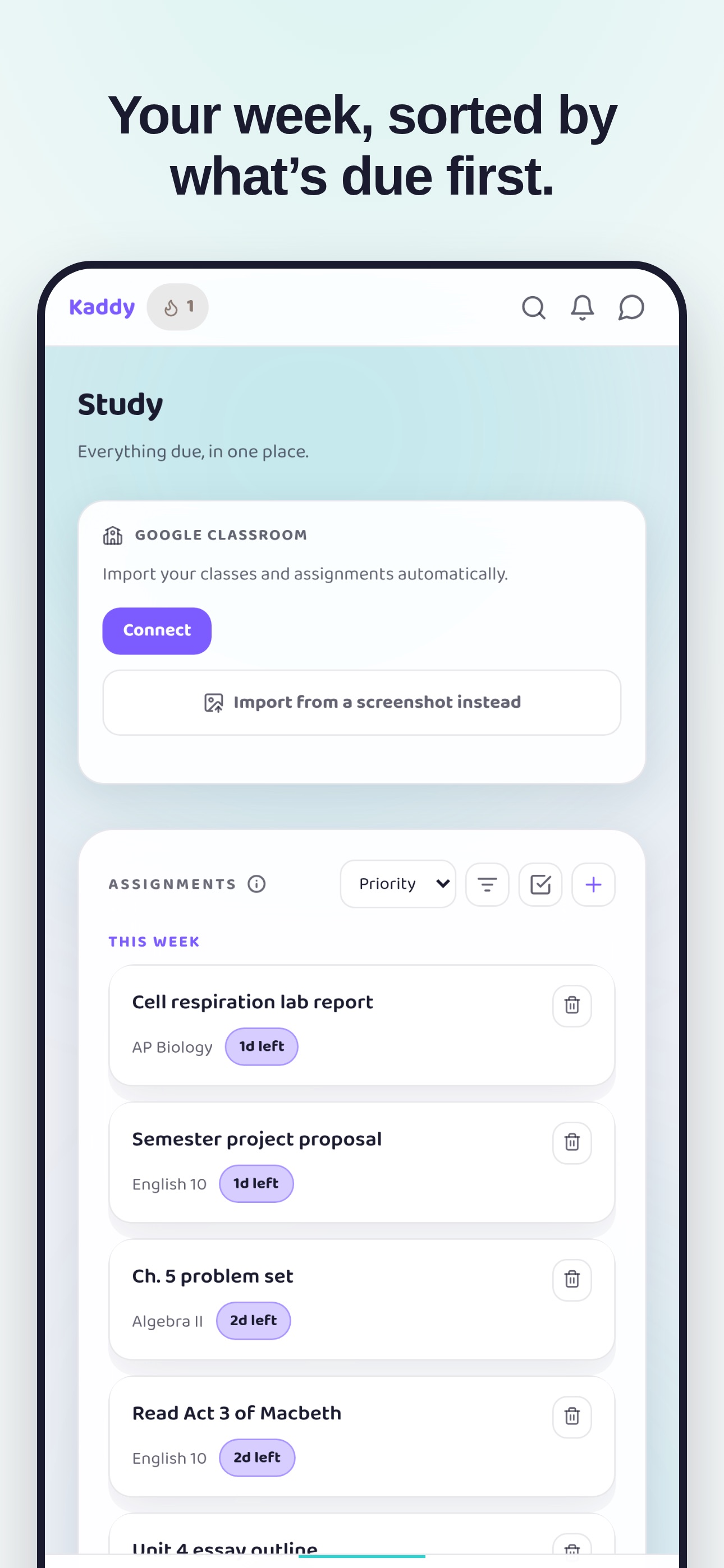 Screenshot 2 of Kaddy: Study Planner