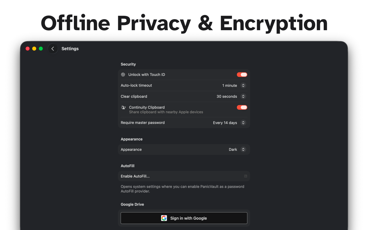 PanicVault - Password Manager