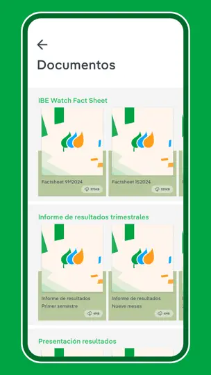 Captura de pantalla de Iberdrola Inversores en iPhone 5