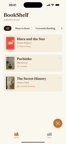 BookShelf — A literary record screenshot