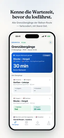 Screenshot von Granica: Grenzwartezeiten auf dem iPhone 2