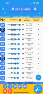 Eurojackpot results statistics screenshot #3 for iPhone