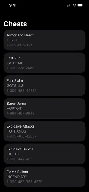 All Cheats for GTA 5 (V) screenshot 3