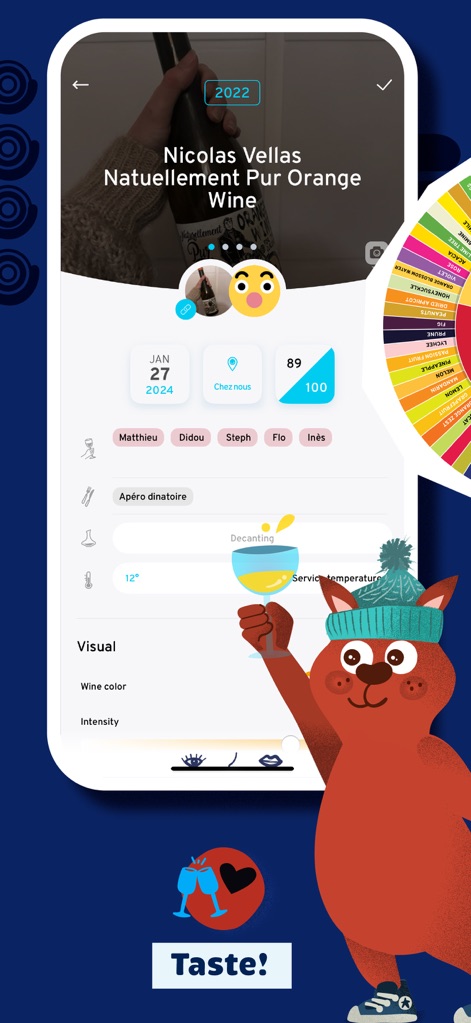 PLOC, you'll be wine - 이 앱은 테이스팅 날짜 및 참석자 정보를 기록할 수 있게 하며, 데칸팅 및 서빙 온도 조절 기능을 통해 와인 경험을 상세히 남길 수 있습니다.