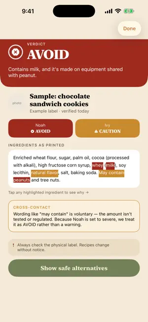KidSafeScan: Food Allergy Scan screenshot 1