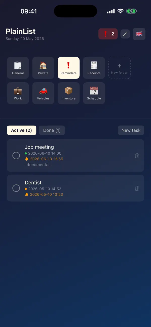 Screenshot #1 pour PlainList - Smart Organizer