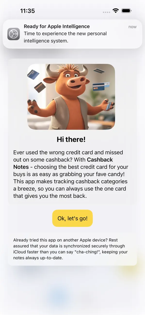 Screenshot #1 pour UseWhichCard: Track Cashbacks