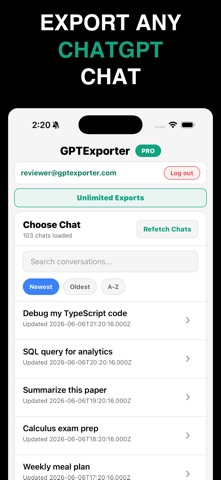 GPTExporter: Export AI Chats iPhone screenshot