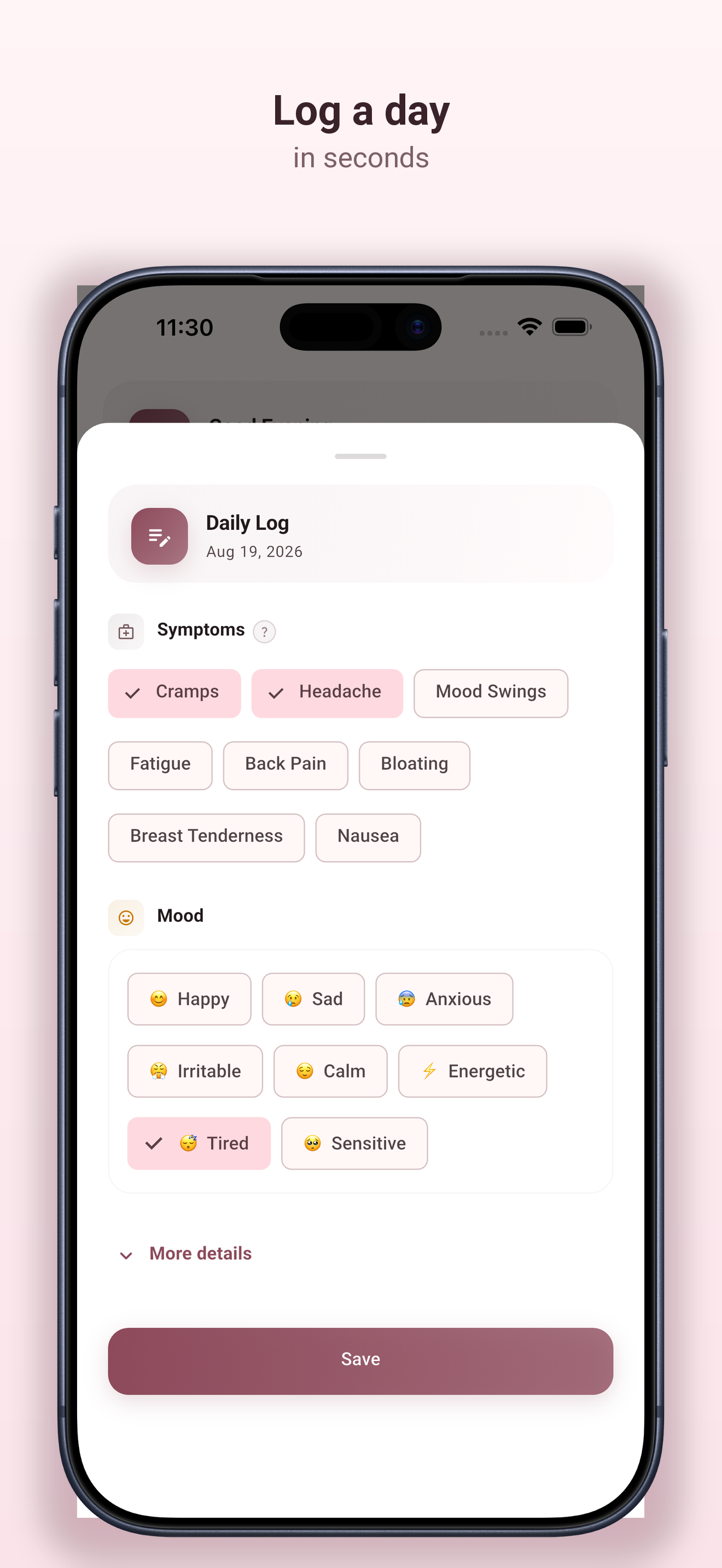 My Period Log screenshot 4