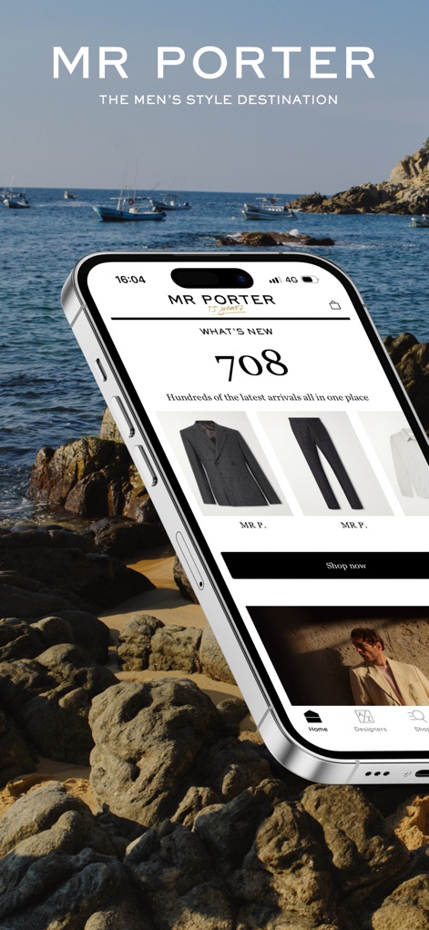 MR PORTER: Shop men’s fashion - The app's clear product imagery and the prominent "What's New" section with its item counter showcase the extensive range of fresh luxury menswear available for immediate browsing.