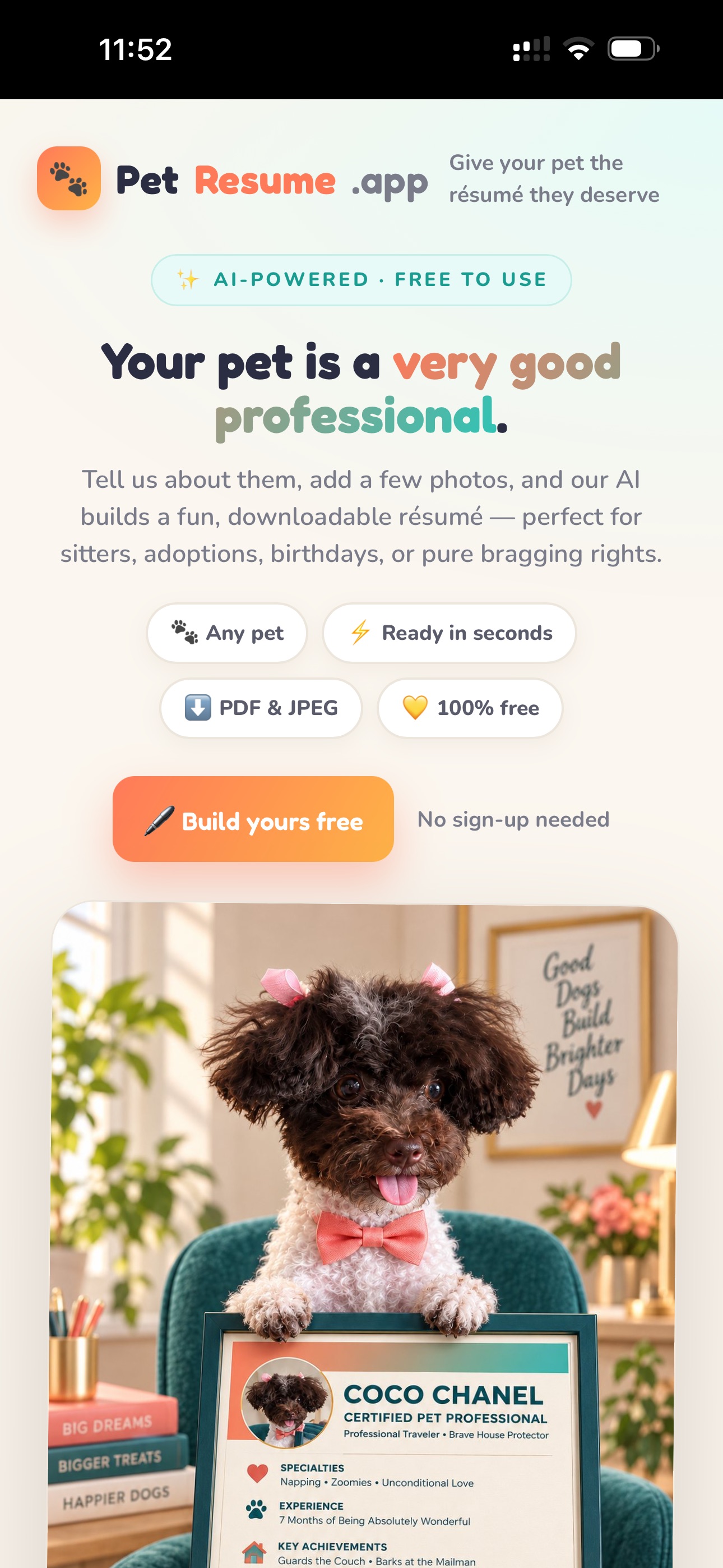 Screenshot 1 of PetResume