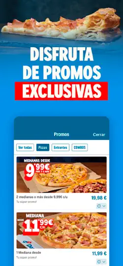 Captura de pantalla de Domino’s Pizza España en iPhone 3