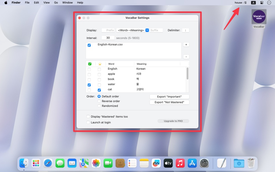 #2. VocaBar - MenuBar Word App (macOS) By: Academica.kr
