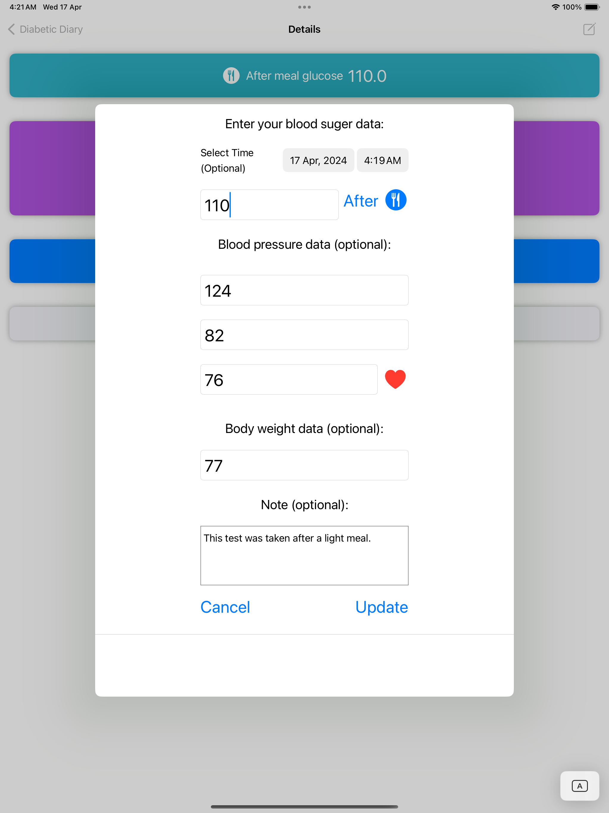 My Diabetic Diary