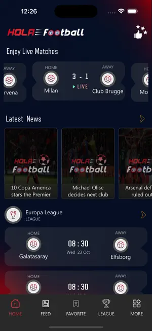 Hola Football Live screenshot 1