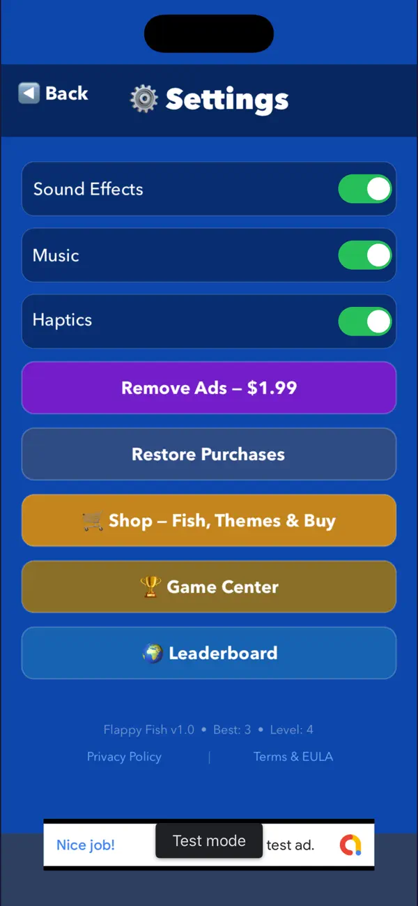 Screenshot #2 pour Flappy Fish: Crazy Ocean Run
