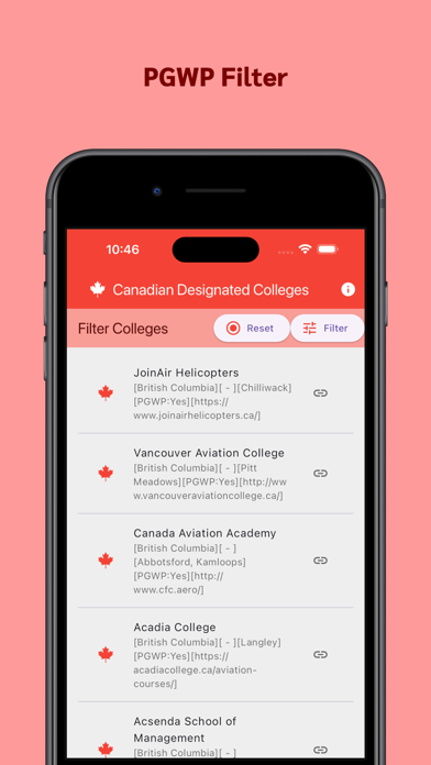 Canadian Designated Colleges Screenshot