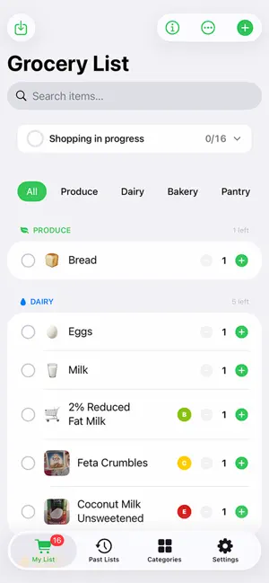 Grocery/ShoppingList 截图