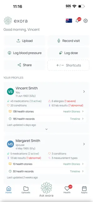 exora health screenshot 2