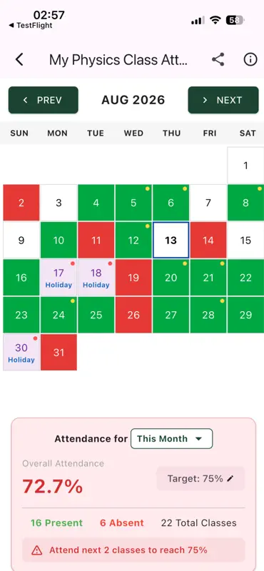 Daily Attendance Tracker App screenshot 3 of 7