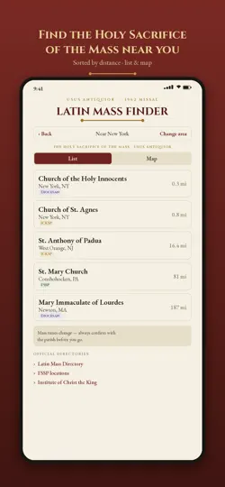 Скриншот Latin Mass Finder на iPhone 2