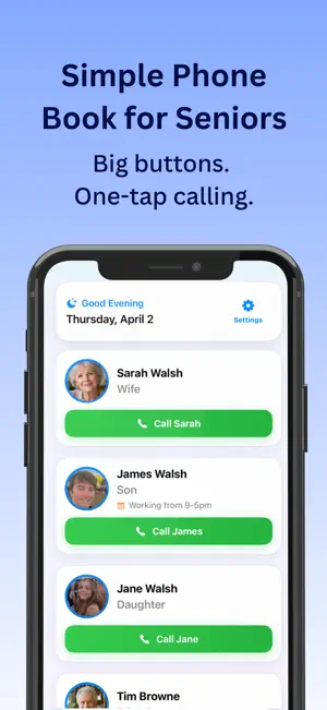 Simple Phone Book for Seniors screenshot 1