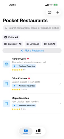Pocket Restaurant List Screenshot 1 of 3