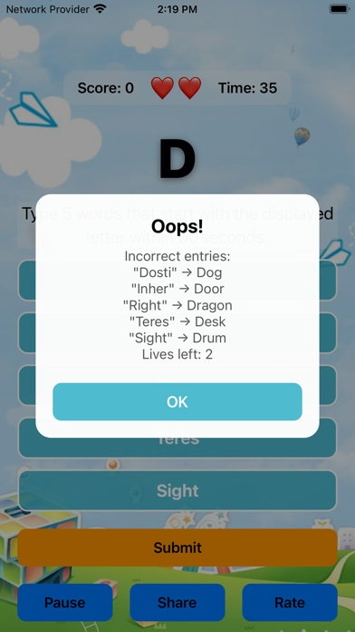 Word Five Firsts Screenshot