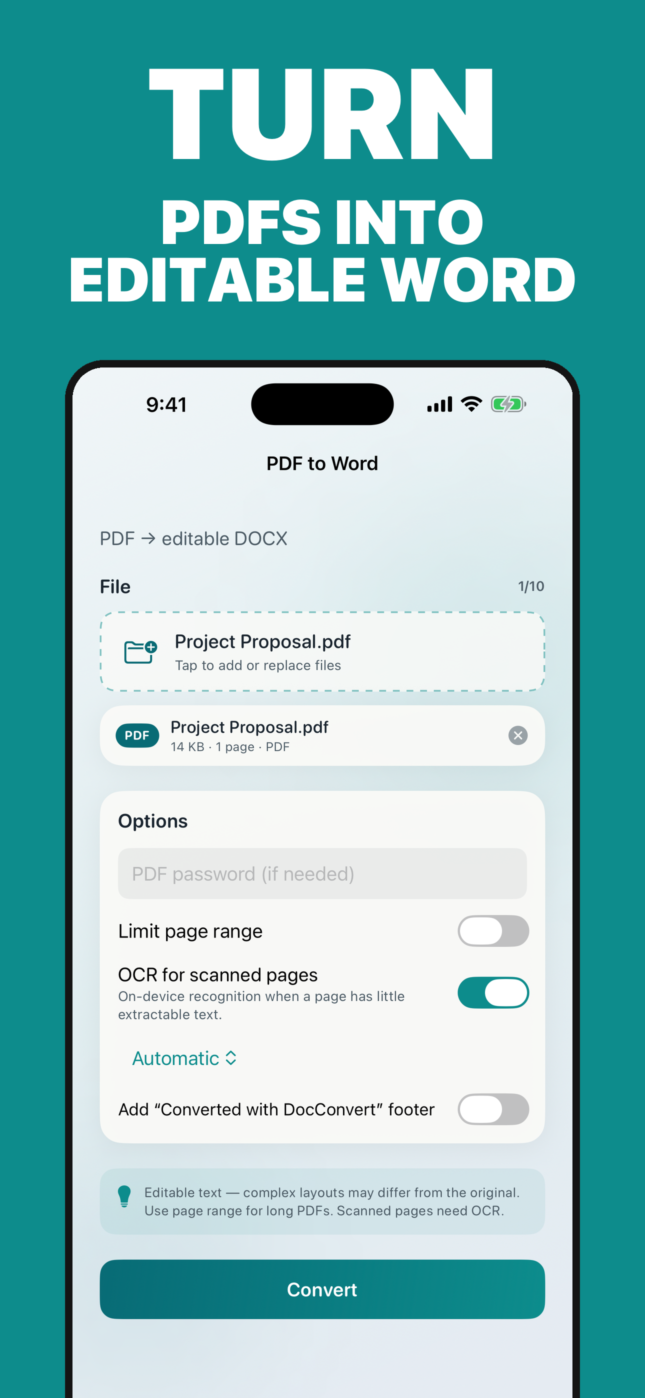 DocConvert: Word to PDF, DOCX screenshot 2