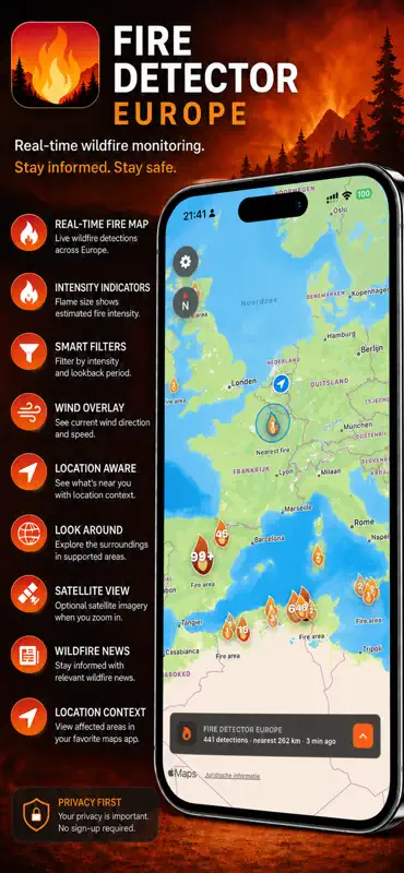 Fire Detector Europe screenshot 1 of 3