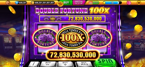 Wild Classic Slots Casino Game - This image presents the exciting "DOUBLE FORTUNE 100X" theme, featuring intricate purple rose symbols and a prominent multiplier bonus.