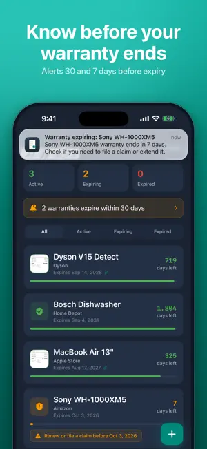 Warranty Tracker — Receiply screenshot 1