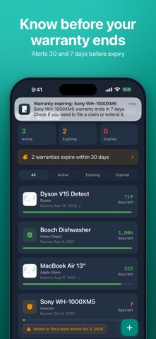 Warranty Tracker — Receiply Screenshot 1 of 6
