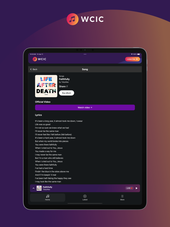WCIC iPad screenshot 5 - Music app