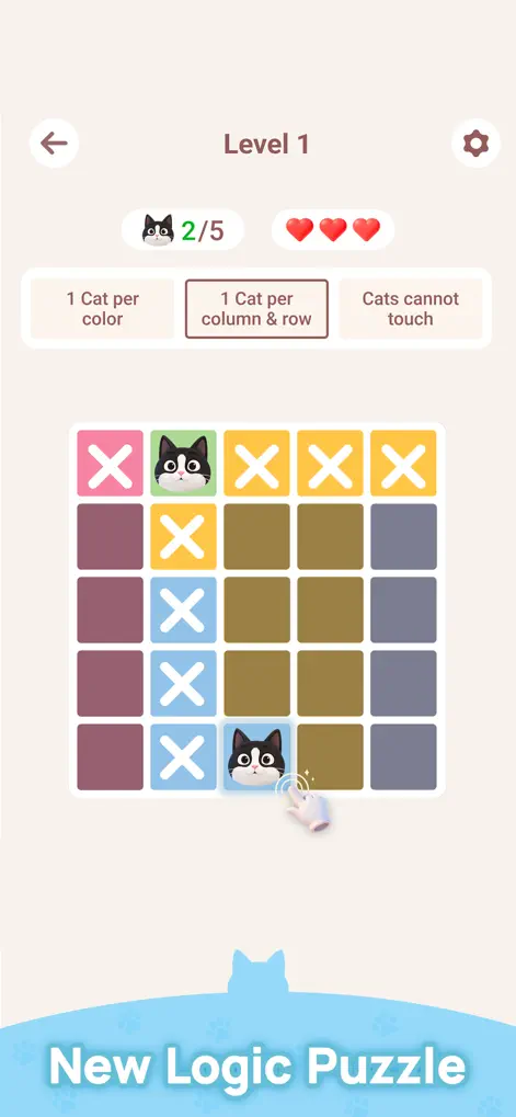 Meowdoku!で行と列のルールを確認する公式画面