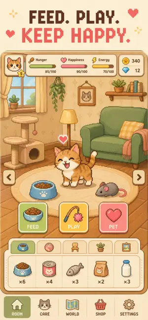 Cozy Cat Room: Virtual Pet screenshot 3