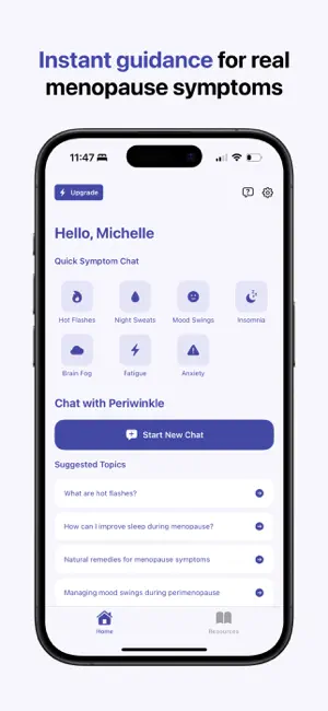 Periwinkle: AI for Menopause screenshot 1