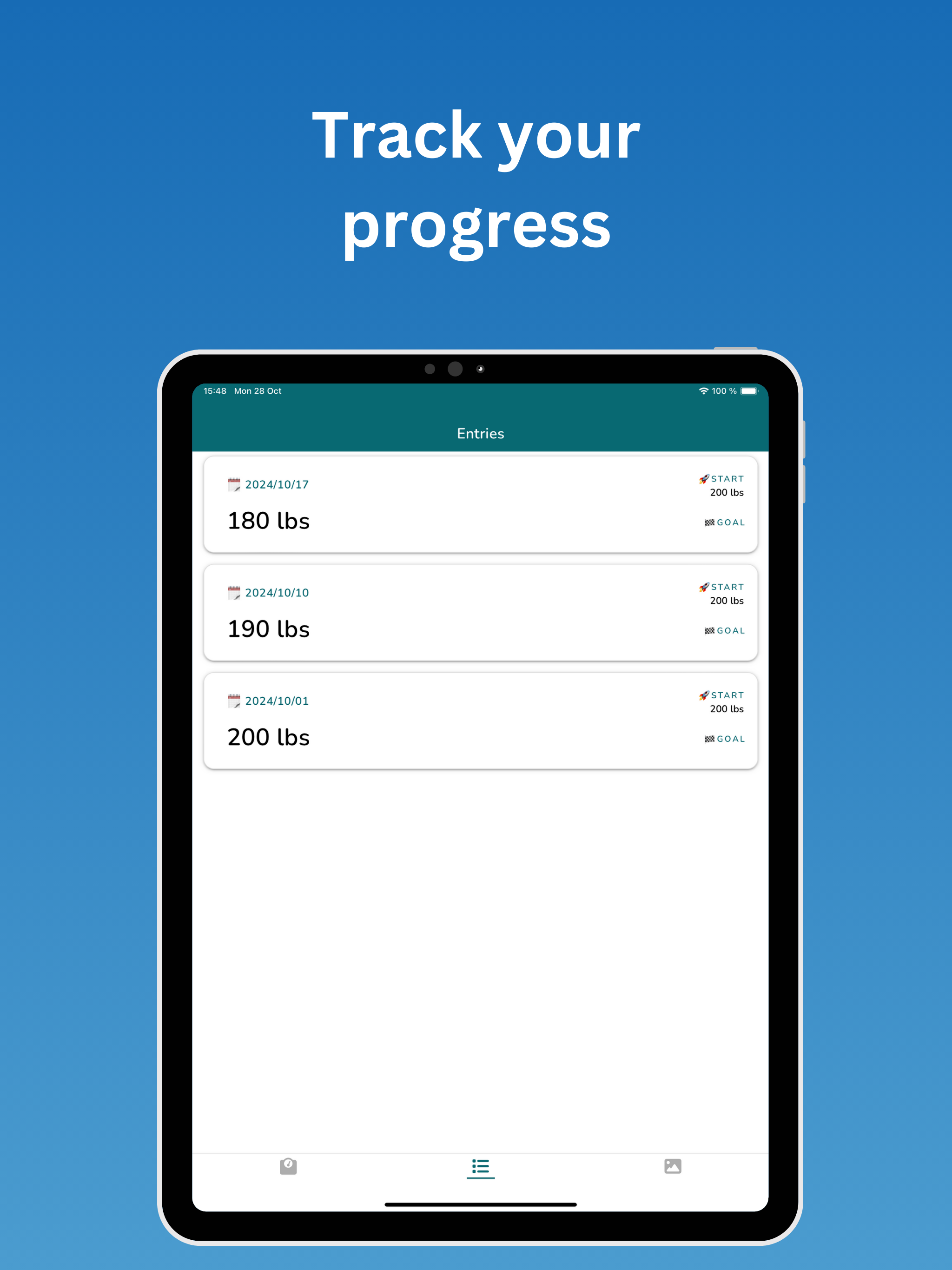 Weight Tracker, Weigh in