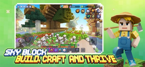 Blockman GO - Experience the freedom of building and crafting within a lush SkyBlock world, complete with interactive tools and resource management.