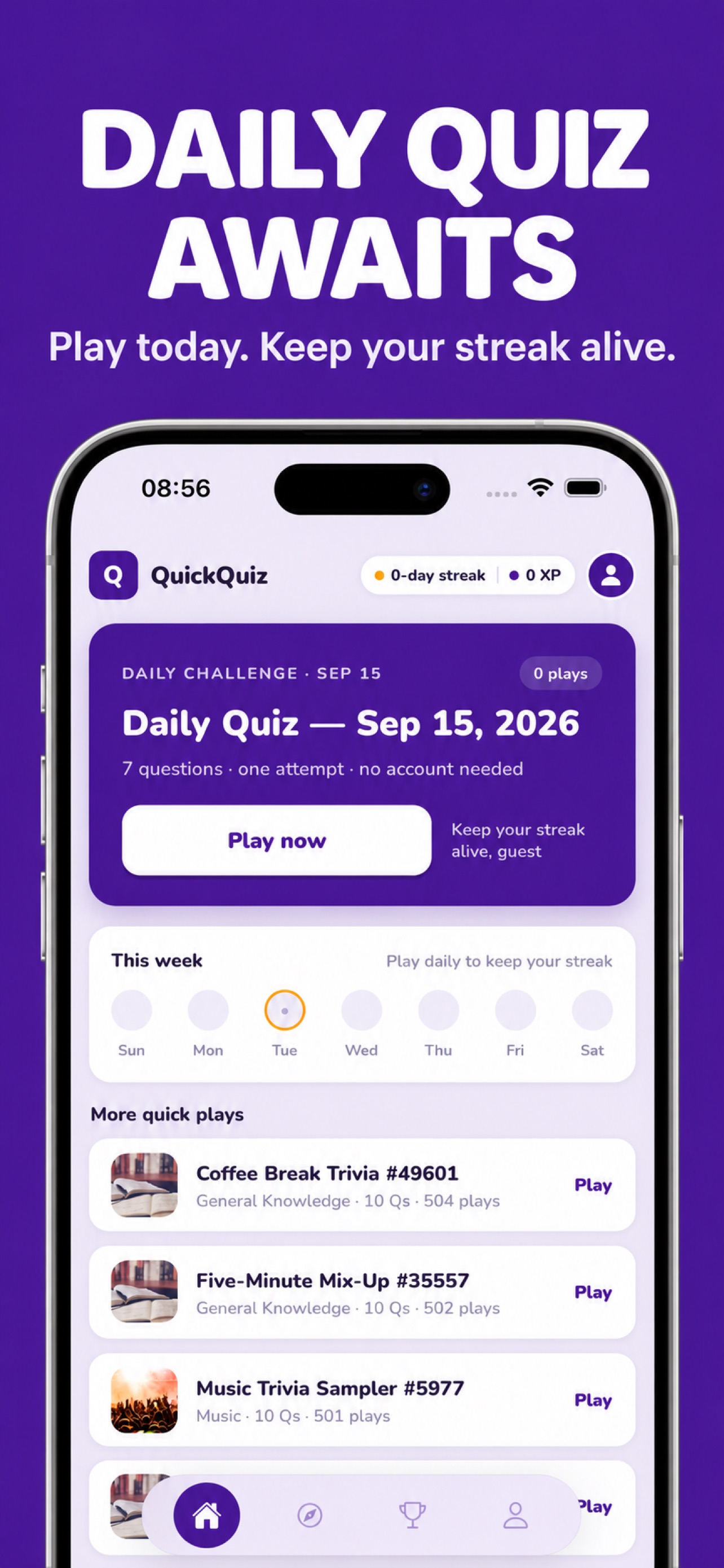 Screenshot 1 of QuickQuiz Trivia