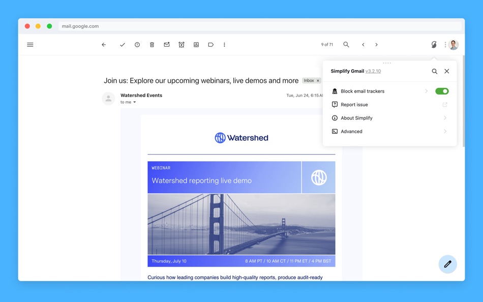 #6. Simplify for Gmail (macOS) 由: Michael Leggett
