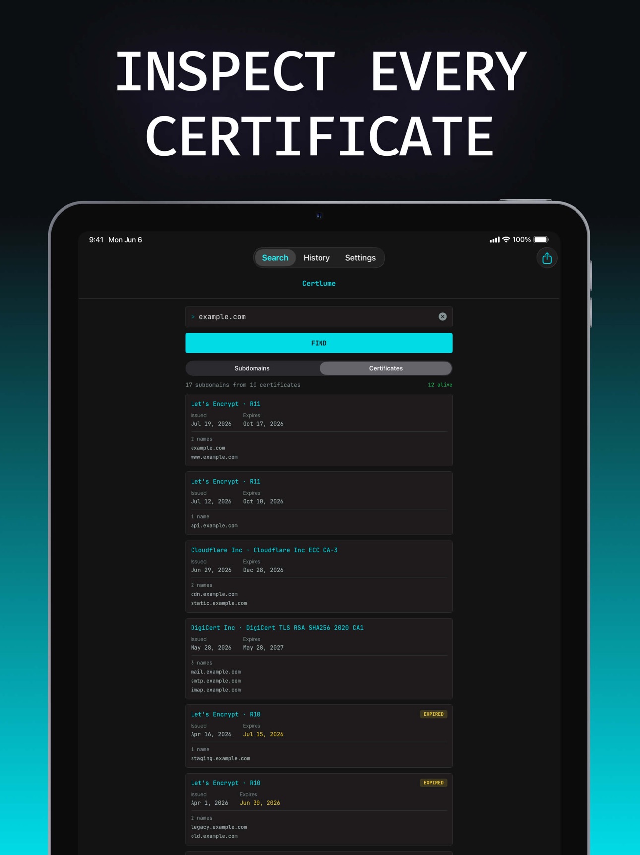 Screenshot 5 of Certlume — Subdomain Finder