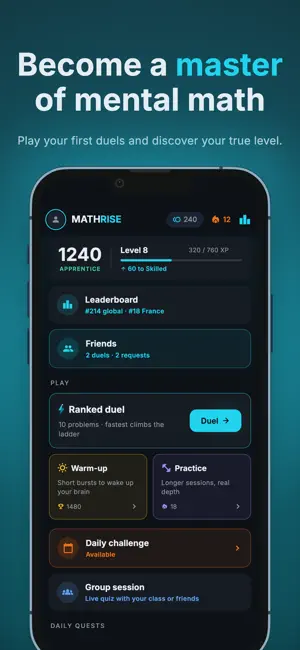 MathRise: Mental Math Duel screenshot 1