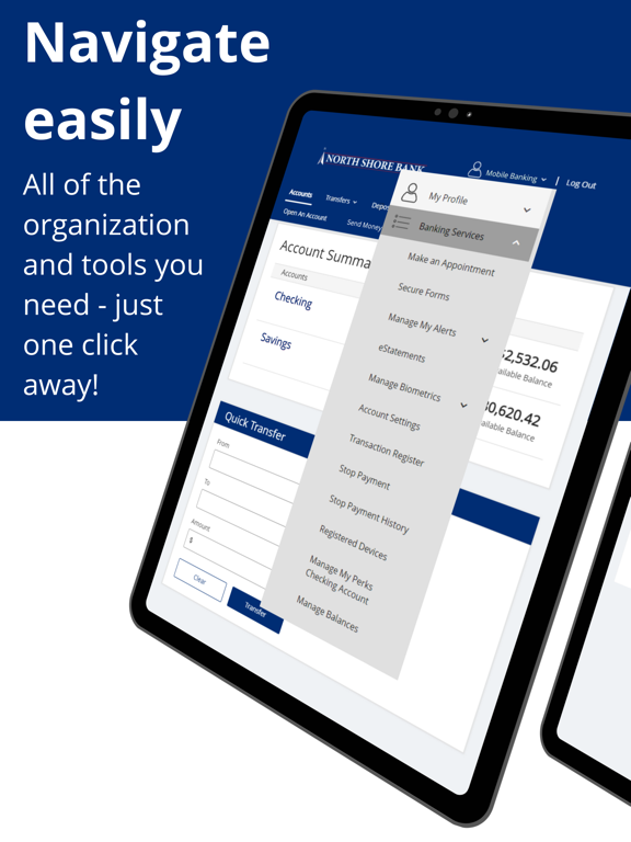 North Shore Bank Mobile iPad screenshot 4 - Finance app