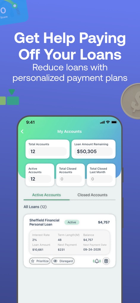 Vola: Cash Advance & Credit - Users can view their total loan amount remaining at a glance and access detailed information for each loan, including interest rate and next payment date, for effective management.
