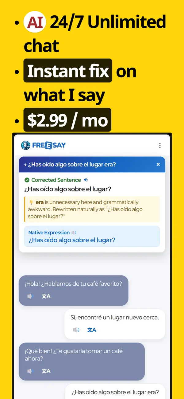 FreeSay - AI Language Tutor Screenshot 1
