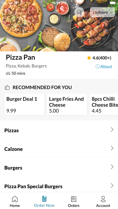 Pizza Pan Willenhall. Screenshot