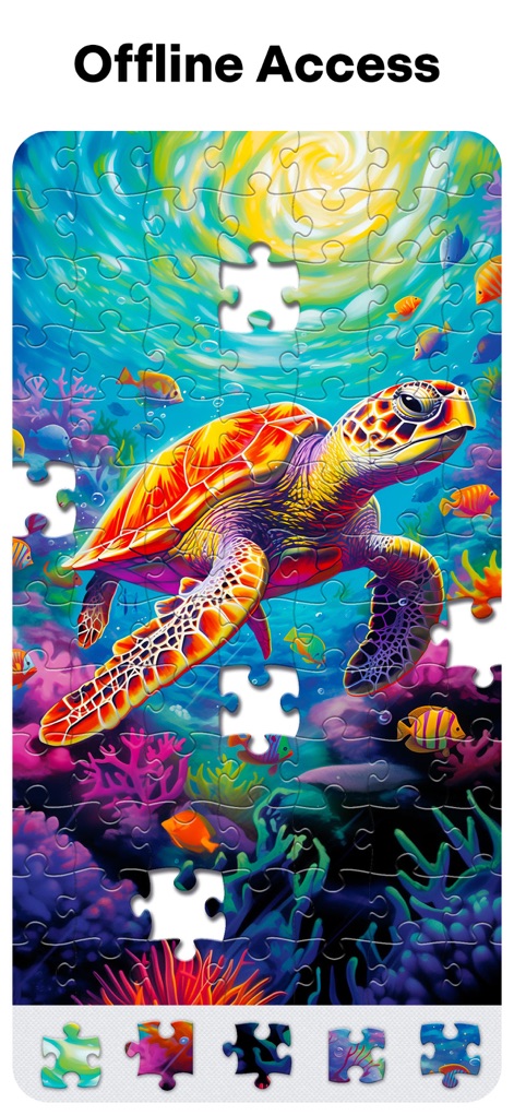 Jigsaw Puzzles for Adults HD - Discover diverse puzzle themes like this vibrant underwater scene, allowing users to enjoy the app's offerings even without an internet connection.