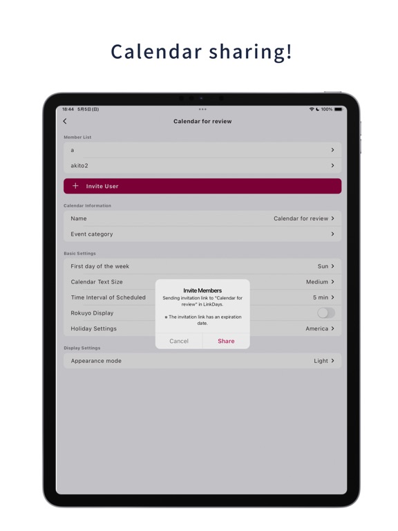 LinkDays: Calendar Sharing App iPad screenshot 4 - Productivity app