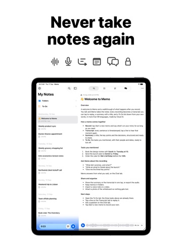 Memo - Transcribe Voice Notes iPad screenshot 1